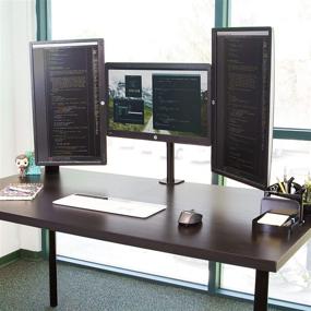 img 3 attached to 🖥️ Mount-It! Triple Monitor Mount - 3 Computer Screen Desk Stand | Clamp & Grommet Base | Fits 24", 27", 32" Displays | Universal VESA Pattern 75x75 and 100x100