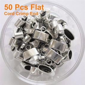 img 2 attached to 🎩 Heather's cf Flat Cord Cap Silver end caps Leather Flat Cord Ends Cap for Leather Making DIY Craft Bulk Pack of 50