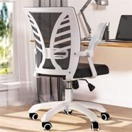 💺 noblewell ergonomic office chair, mid back mesh computer desk chair with lumbar support, flip-up arms, adjustable backrest, swivel home comfort task chair, ideal for teens, women, and adults – white логотип