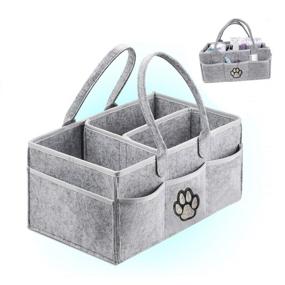 img 4 attached to Nursery Changing Table Storage Bin: Essential Newborn Registry Must-Have, Grey Portable Car Travel Organizer