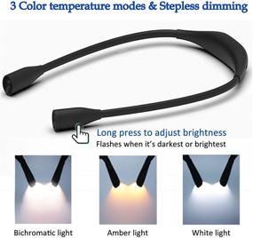 img 3 attached to 🔦 YOKELLMUX Neck Book Light: Hands-Free Rechargeable Reading Lamp for Bedtime, Knitting, Camping, and Running - 3 Colors & Bendable Arms, Long Lasting (Black)