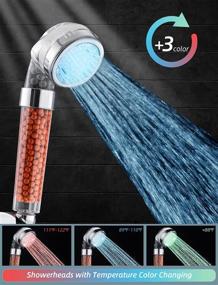 img 3 attached to LED Shower Head Set with Color Changing, Filter Filtration, High Pressure, Water Saving Spray, Handheld Showerheads with Hose and Base for Dry Skin and Hair, Temperature-Controlled Shower Heads