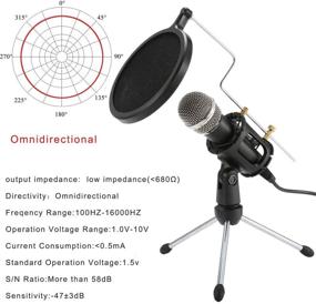 img 1 attached to 🎙️ 3.5mm PC Mobile Condenser Studio Microphone with Tripod Stand & Pop Filter: Perfect for Chatting, Skype, YouTube, Recording, Gaming, Podcasting on Mobile, PC, Mac, iPhone, and Notebook