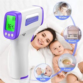 img 1 attached to 🌡️ Non-Contact Infrared Forehead Thermometer with Fever Alarm - Accurate Digital Thermometer for Adults, Kids, and Babies - LCD Display and Memory Function - Includes 2 AAA Batteries