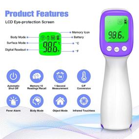 img 3 attached to 🌡️ Non-Contact Infrared Forehead Thermometer with Fever Alarm - Accurate Digital Thermometer for Adults, Kids, and Babies - LCD Display and Memory Function - Includes 2 AAA Batteries