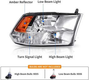 img 2 attached to DWVO Headlight Assembly Compatible With 2009-2018 Dodge Ram 1500 2500 3500 Pickup Quad Headlamp Replacement Chrome Housing Amber Reflector (Quad Models Only)