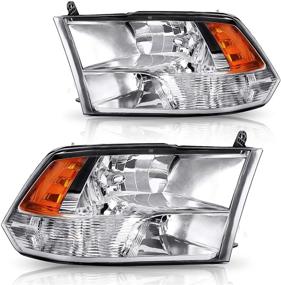 img 4 attached to DWVO Headlight Assembly Compatible With 2009-2018 Dodge Ram 1500 2500 3500 Pickup Quad Headlamp Replacement Chrome Housing Amber Reflector (Quad Models Only)