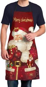 img 2 attached to 🎅 Фартук Shuwekk Рождественский - Праздничные фартуки кухонные санта-клаусы на Рождество, для готовки и грильяжа - Фартук с регулируемым шнурком на шее - Идеальные подарки для мужчин, женщин, семьи и друзей.