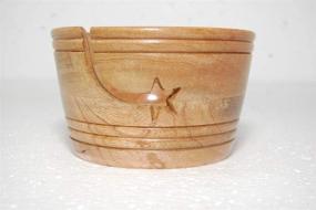img 3 attached to 🌟 Mangowood Star Wooden Yarn Bowl - Portable Knit and Crochet Storage, 6in x 4in