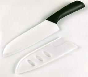 img 4 attached to 🔪 Деревянная керамическая серия Revolution - Прочный кухонный нож Santoku 7 дюймов с толстом и тяжелым клинком, нескользящей рукояткой - Идеально подходит для мяса, фруктов и овощей - Белый клинок (черная рукоятка) - Размер: 29x4.5 см