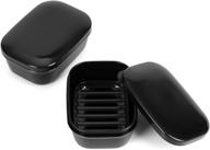 quatish travel soap holder: 2pcs portable soap dish for camping, gym & travel (black) logo