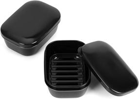 img 4 attached to Quatish Travel Soap Holder: 2PCS Portable Soap Dish for Camping, Gym & Travel (Black)