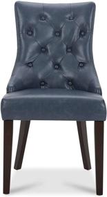 img 3 attached to CHITA Tufted Mid-Century Modern Dining Chairs – Dark Blue Leather Upholstered Kitchen Chairs with Padded Seats