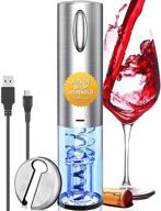 rechargeable electric wine opener with foil cutter - automatic corkscrew bottle opener for wine lovers - stainless steel, usb built-in battery, and charge cable - ideal gift for wine enthusiasts логотип