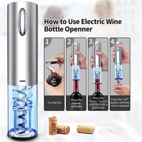 img 1 attached to Rechargeable Electric Wine Opener with Foil Cutter - Automatic Corkscrew Bottle Opener for Wine Lovers - Stainless Steel, USB Built-in Battery, and Charge Cable - Ideal Gift for Wine Enthusiasts