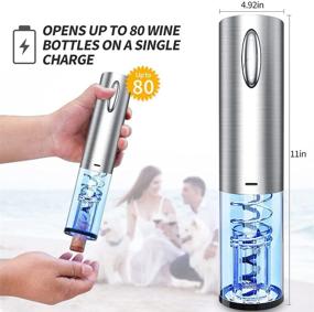 img 2 attached to Rechargeable Electric Wine Opener with Foil Cutter - Automatic Corkscrew Bottle Opener for Wine Lovers - Stainless Steel, USB Built-in Battery, and Charge Cable - Ideal Gift for Wine Enthusiasts