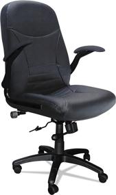 img 3 attached to 🪑 Mayline High Back Big and Tall Swivel Office Task Desk Chair, 500 lbs. Capacity, Black Leather, Armrests