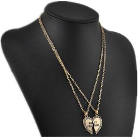 img 3 attached to 👯 ODETOJOY Best Friends Necklace Set - 2 BFF Broken Heart Rhinestone Pendant with Engraved Letters - Bestfriends Jewelry