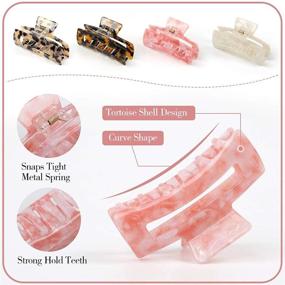 img 2 attached to 🦋 Premium 4-Piece Set: Big Hair Claw Clips for Women with Strong Hold & Elegant Butterfly Design - Suitable for Thick & Thin Hair! Tortoise Shell Celluloid Nonslip Large Banana Hair Clips for Women