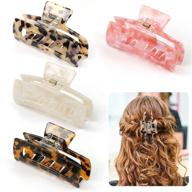 🦋 premium 4-piece set: big hair claw clips for women with strong hold & elegant butterfly design - suitable for thick & thin hair! tortoise shell celluloid nonslip large banana hair clips for women logo