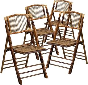 img 3 attached to Optimize Your Search: Set of 🪑 4 Flash Furniture American Champion Bamboo Folding Chairs