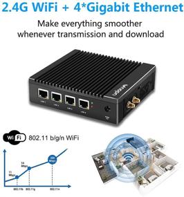 img 1 attached to 🖥️ Vnopn Fanless Mini PC: Intel Celeron N2940 Quad-core, Windows 10/Linux, 8G RAM, 128G SSD, Intel Gigabit Ethernet Firewall Router