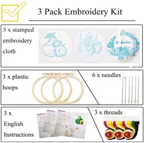 img 3 attached to 🧵 Beginner Cross Stitch Kit with Pattern - Nuberlic 3 Pack Embroidery Kit for Adults & Kids with Stamped Needlepoint, Fabric Hoops, Threads - Ideal for Stitch Craft Projects