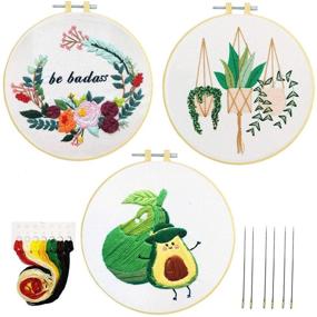 img 4 attached to 🧵 Beginner Cross Stitch Kit with Pattern - Nuberlic 3 Pack Embroidery Kit for Adults & Kids with Stamped Needlepoint, Fabric Hoops, Threads - Ideal for Stitch Craft Projects