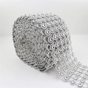 img 3 attached to 🌻 JYNHOOR Silver Diamond Sunflower Mesh Wrap Ribbon - 4" x 10 Yards (30 ft) - Hot Sale!