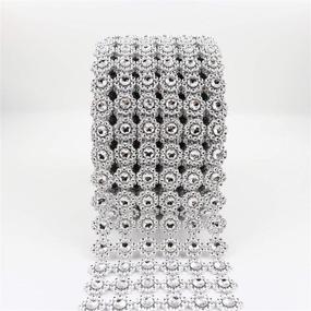 img 4 attached to 🌻 JYNHOOR Silver Diamond Sunflower Mesh Wrap Ribbon - 4" x 10 Yards (30 ft) - Hot Sale!