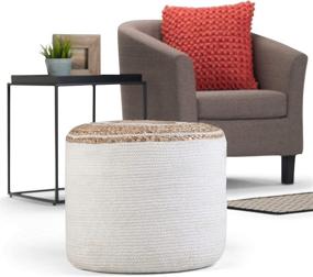 img 4 attached to 🪑 SIMPLIHOME Serena Round Pouf: Natural Cotton Upholstered Footstool with Hand Braided Jute – Versatile for Living Room, Bedroom, and Kids Room Décor