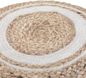 img 2 attached to 🪑 SIMPLIHOME Serena Round Pouf: Natural Cotton Upholstered Footstool with Hand Braided Jute – Versatile for Living Room, Bedroom, and Kids Room Décor