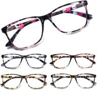 👓 sigvan women's blue light blocking reading glasses with spring hinge - fashionable pattern print eyeglasses logo