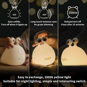 img 3 attached to 🌙 MUID Original Authentic Silicone Slug Night Light for Breastfeeding, Cute Animal Bedside Lamp for Baby Kids Teens, Soft Nursery Squishy Lamp with Touch Sensor for Bedroom