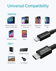 img 2 attached to 🔌 Anker New Nylon USB-C to Lightning Charging Cord | 6ft MFi Certified | iPhone 13 Pro Max & More | Supports Power Delivery | Black