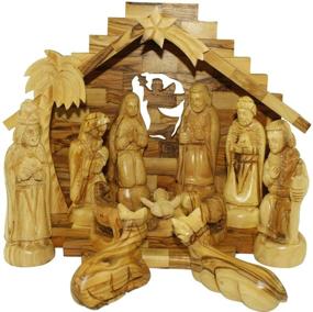 img 3 attached to Large Traditional Bethlehem Olive Wood Nativity Set from Holy Land Market
