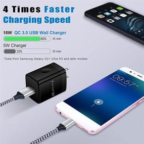 img 2 attached to High-Speed 18W USB C Car Charger - Fast Charging for Samsung Galaxy S21 Plus S20 FE/Ultra, Note 21/20/10, A52 A51 A72 A71, Moto, LG - Includes Charger Block, Car Adapter, 6ft Type C Cable