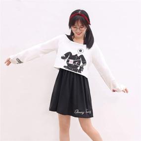 img 1 attached to Cute Bunny Print Dress Set: Stylish Two Piece Casual Cotton Dresses for Teens in Spring & Autumn