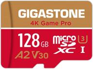 📷 gigastone 128gb micro sd card with [5-yrs free data recovery]: ideal for nintendo-switch, gopro, action camera, dji. supports 4k uhd video & r/w up to 100/50mb/s. uhs-i u3 a2 v30 c10 logo