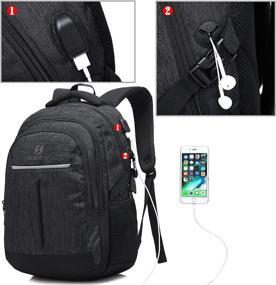 img 1 attached to 🎒 SCARLETON Multi Pocket Travel Bag: Water Resistant Laptop Backpack with Headphone & USB Port - H204301