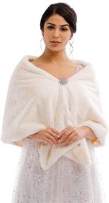 img 4 attached to 👰 Jovono Women's Ivory Faux Fur Shawl Wrap - Elegant Bridal Fur Scarf and Shawl for Weddings