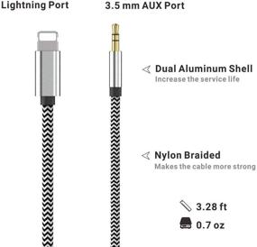 img 2 attached to [Apple MFi Certified] Lightning to 3.5mm AUX Cord Nylon Braided Audio Cable for car/Home Stereo/Headphone/Speaker Compatible with iPhone 11/11 Pro/XS/XR/X 8 7 6/iPad/iPod (Silver)