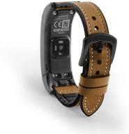 📱 c2d joy mixed leather and silicone strap for garmin vivosmart hr/hr+ plus: replacement activity tracker band logo