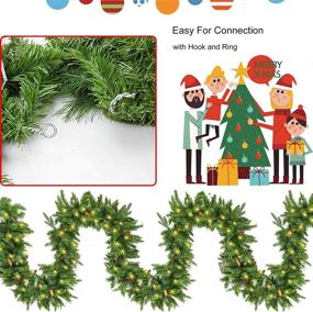 img 1 attached to 🎄 Christmas Garland with Lights - 9ft Pre-lit Artificial Pine Garland, Waterproof Battery Operated Lighted Decorations for Indoor/Outdoor, Home Xmas Holiday Mantel Front Door Décor