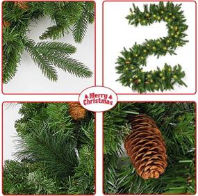 img 3 attached to 🎄 Christmas Garland with Lights - 9ft Pre-lit Artificial Pine Garland, Waterproof Battery Operated Lighted Decorations for Indoor/Outdoor, Home Xmas Holiday Mantel Front Door Décor