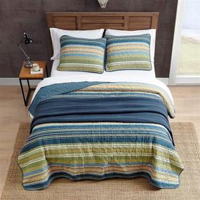 img 3 attached to 🛏️ Eddie Bauer Home Yakima Collection Queen Bedding Set - Lightweight Cotton Quilt Bedspread in Green for Extra Comfort