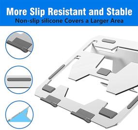 img 1 attached to 💻 Ventilated Ergonomic Aluminum Adjustable Laptop Stand for MacBook, Alienware, Air Pro, Dell XPS & More- Supports up to 40 lbs - Silver