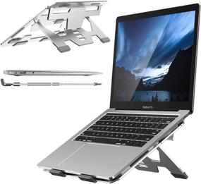 img 4 attached to 💻 Ventilated Ergonomic Aluminum Adjustable Laptop Stand for MacBook, Alienware, Air Pro, Dell XPS & More- Supports up to 40 lbs - Silver