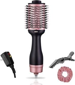 img 4 attached to 💁 Curl, Straighten, and Dry with Ease: Cozyage 4-in-1 Hair Dryer Brush with ALCI Safety Plug, Negative Ionic Technology, and Hot Air Brush - Perfect for All Hair Types in Pink