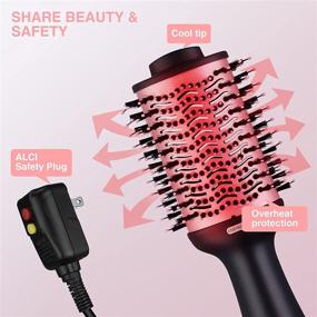img 2 attached to 💁 Curl, Straighten, and Dry with Ease: Cozyage 4-in-1 Hair Dryer Brush with ALCI Safety Plug, Negative Ionic Technology, and Hot Air Brush - Perfect for All Hair Types in Pink